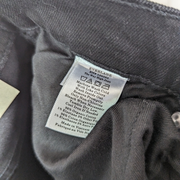 Everlane Jean Black The Way High Coal Straight Fray Raw Hem Crop Denim - Picture 12 of 14